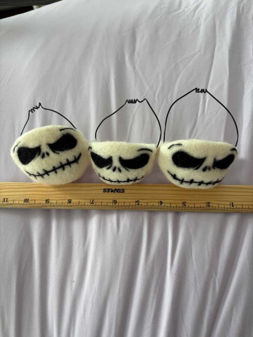Needle felted trio of small treat holders- skulls